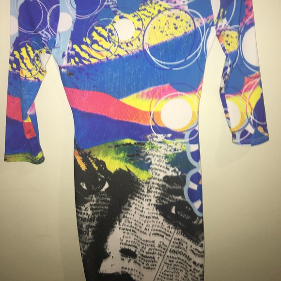 Blue Graphics Key Hole Dress - Item#17 - Picture 3 of 5